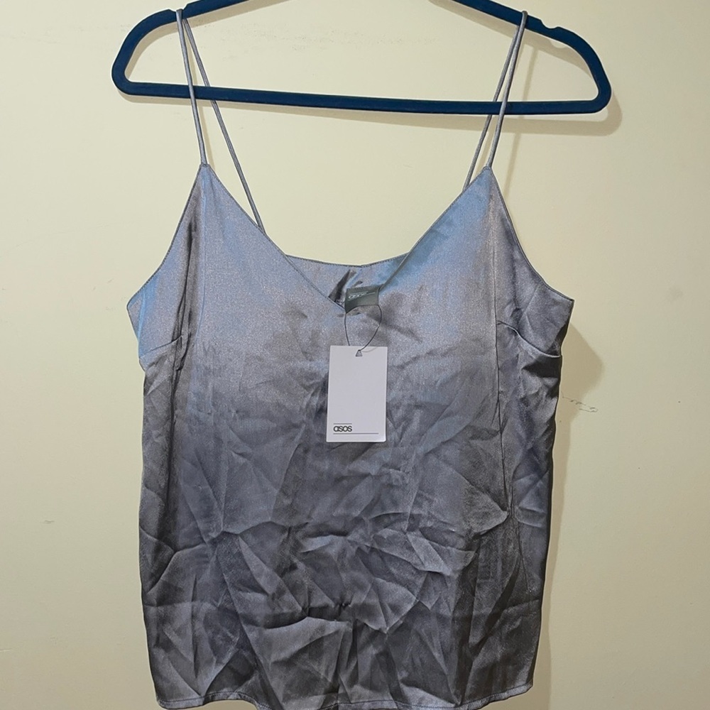 Womens New ASOS DESIGN Satin Cami in Light Grey